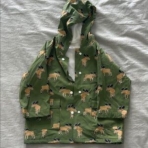 Hatley Green Moose Print Raincoat for Kids